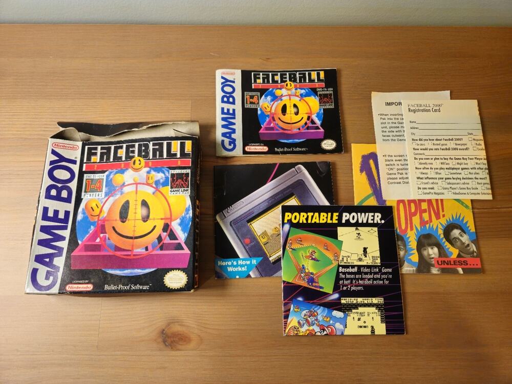 Bullet-Proof Software Faceball 2000 Game Boy NTSC-U/C Box and inserts Only